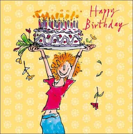 Woodmansterne Birthday Card (WDM2951) Big Cake and Candles - Illustrations from Quentin Blake