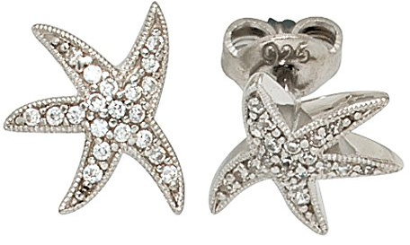 Jobo Damen-Ohrstecker Seestern aus 925 Sterling Silber mit 38 Zirkonia