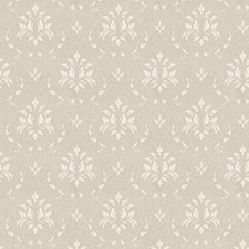 MyTinyWorld Casa delle Bambole Grande Foglia Bianco su Grigio Carta da Parati Damascata