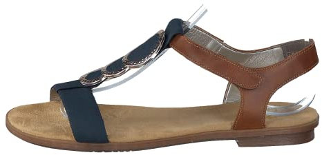 Rieker Femme Sandales 64278,Dame Sandale à lanières,Spartiates,Sandales Gladiator,Chaussures d'été,Confortables,Pazifik/Amaretto / 16,41 EU / 7.5 UK
