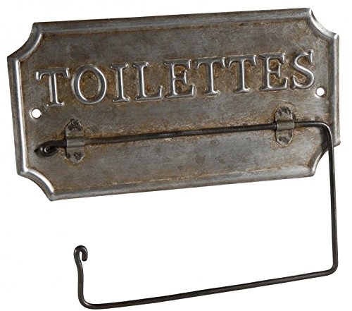 Toilettenpapierhalter Rollenhalter Zink „Toilettes“ Landhaus French Vintage Shabby Nostalgie Reto Antik