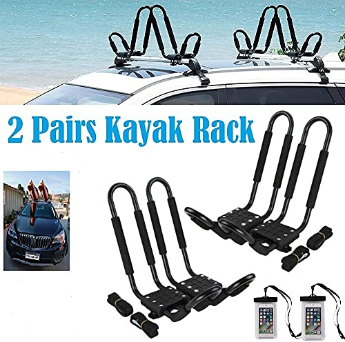 Universal Kayak Roof Rack J Bar, 2 Pairs-Bar Rack HD Kayak Carrier Canoe Boat Surf Ski Roof Top Mount Car SUV Crossbar by egreaten