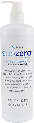 Sub Zero Cooling Pain Relief Gel, 16oz Bottle with Pump - Joint Relief and Nerve Pain Relief Cream for Muscle Deep Pain Relief and Arthritis Relief