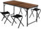 Outtec Campingtisch Faltbar mit 4 stühlen, Höhe Tragbarer Klapptisch Camping 120 x 60 cm Tragegriff, Aluminium Camping Tisch Stuhl Set, Klappbaren Hockern für Camping, Picknick, Grillen, Garten