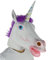 LarpGears Deluxe Neuheit Halloween Kostüm Latex Einhorn Tiermaske lila Haar Erwachsene Größe