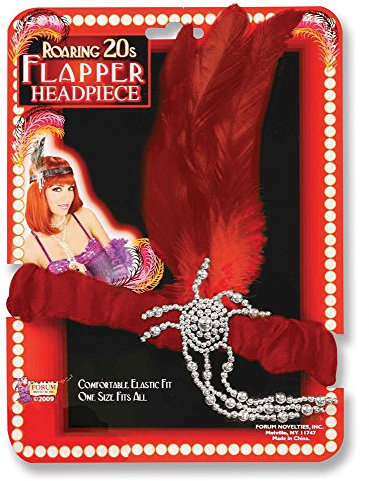 Bristol Novelty Halloween BA887 Flapper Stirnband mit Federn, Rot, Damen, Einheitsgröße