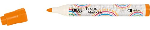 KREUL 90761 - Textil Marker medium, Orange, Strichstärke circa 2 bis 4 mm, Stoffmalstift für helle Stoffe & Textilien, waschecht nach Fixierung