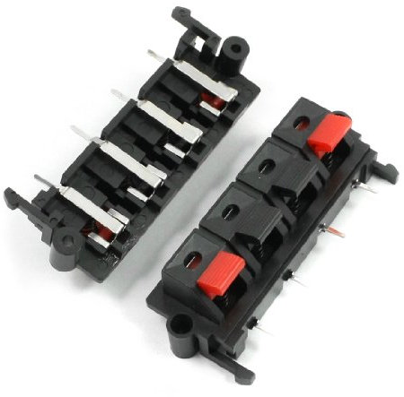 sourcing map 2Pcs 4 Way Spring Clip Speaker Terminals Red Black 64 x 25mm