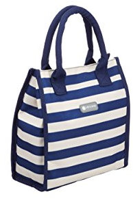 KitchenCraft We Love Summer Nautical-Striped Tote Cool Bag, Fabric, Navy Blue/White, 4 Litre