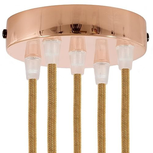 creative cables - Zylindrischer 5-Loch-Lampenbaldachin Kit aus Metall - Konisch, Kupfer