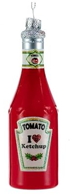 Kurt S. Adler Weihnachtsornament Ketchup Flaschenglas Dekoration, Rot, Glas, Hängend, Weihnachten