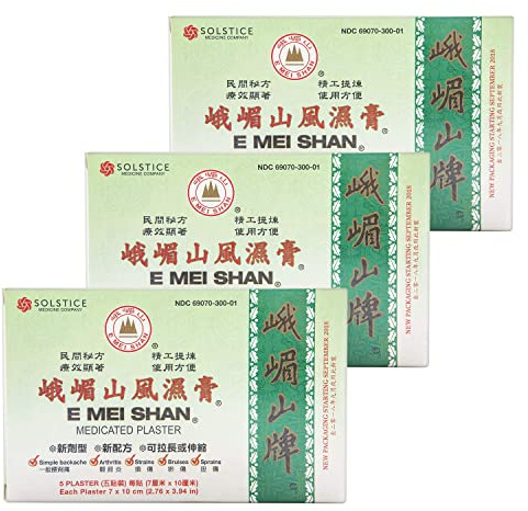 E Mei Shan Medicated Plaster (Jako Kototsu) (5 plasters, 3.8 in x 2.75 in) - 3 Boxes
