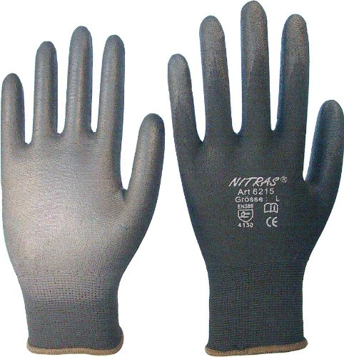 Nitras 6215 Nylon Strickhandschuh Arbeitshandschuhe 12 Paar Schwarz Gr. 8 - M