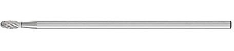 PFERD HM-Frässtift mit Langschaft, Tropfenform TRE, Zahnung 3 PLUS, Frässtift-ø 3mm, Schaft-ø 3mm, Länge 75mm, 21210087 – für universelle Anwendungen auf den wichtigsten Werkstoffen