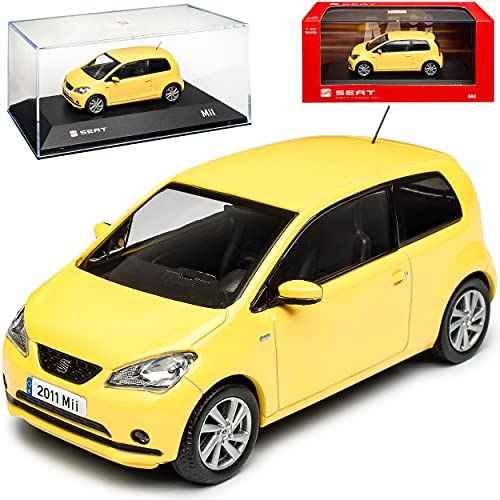 Modellcarsonline Seat MII 3 Türer Gelb Ab 2011 1/43 Sonderangebot Modell Auto mit individiuellem Wunschkennzeichen
