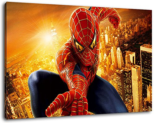 PrintArtGalery Spiderman Leinwandbild auf Holzrahmen gespannt Größe: 100x70 cm