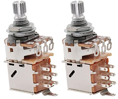 Musiclily Metric A250k Push Pull Guitar Pots Audio Taper Short Split Shaft Potentiometers for Electric Guitar or Bass(2 Pcs)