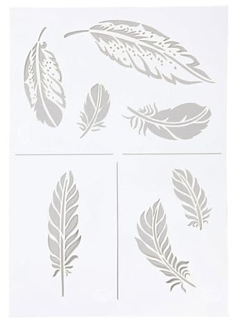 Universal Schablone Federn stencil feather A4 vintage shabby upcycling