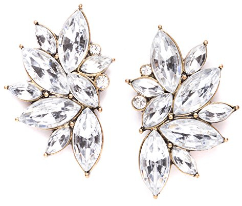 Happiness Boutique Damen Statement Ohrringe Silber Strasssteine | Große Ohrstecker Modeschmuck nickelfrei