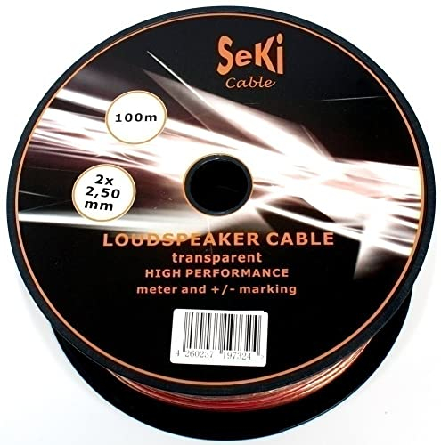 Cable de Altavoz 2 x 2,50 mm2 – 100 m – Transparente – CCA – Cable de Audio – Cable de Caja