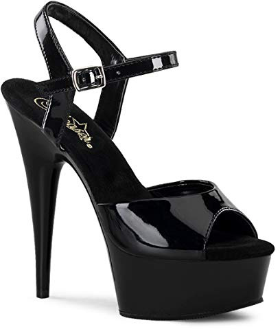 Pleaser DELIGHT-609 Damen Sandalen, Schwarz (Blk pat/blk), EU 40 (UK 7) (US 10)