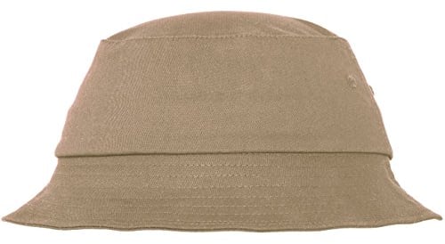 Flexfit Cotton Twill Bucket Hat - Unisex Anglerhut für Damen und Herren, einfarbig, mit patentiertem Flexfit Band, Farbe Khaki, Einheitsgröße