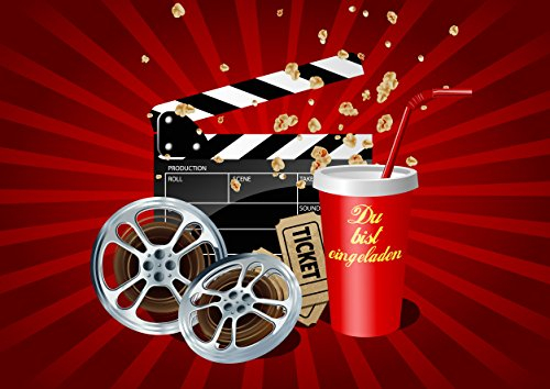 Edition Colibri 10 Kino-Einladungen: Geburtstagseinladungen Kinder, Mädchen/Jungen, 10-er Set, Kino/Movie-Einladungskarten zum Kindergeburtstag, Movieabend (10716DE)