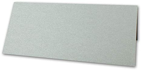 50x Artoz Perle - Tischkarten/Namenskärtchen - 250 g/m² - Silber - glänzend - 100 x 90 mm - zum Falten als Doppelkarte/Faltkarte