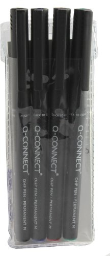 Q-Connect KF01198 Faserschreiber, permanent, circa 1 mm (M), Etui mit 4 Farben