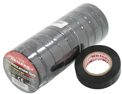 Neilsen CT2918 Black Insulation Tape - 19mm x 20Y | Premium Electrical Tape for Insulation, Binding, and Electrical Repairs | Pack of 10 Rolls