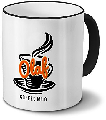 digital print Tasse mit Namen Olaf - Motiv Coffee Mug - Namenstasse, Kaffeebecher, Mug, Becher, Kaffeetasse - Farbe Schwarz