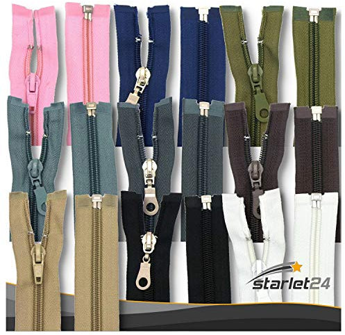 Starlet24® Reißverschluss Nylon-Spirale 6 mm teilbar, Plastikreißverschlüsse Nylon Spiral-Zähne für Jacken & Taschen - Schwarz 40 cm
