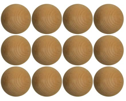 Hockey Revolution Schwedische Stickhandling Bälle – unlackiertes Hartholz No-Bounce Trainingsgerät – für Bodentropffähigkeiten, Dekes, Fälschungen und Ball-Handling-Bohrer 5cm 12-Pack