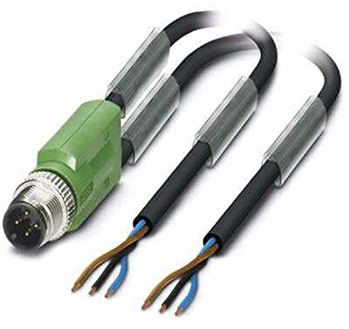 PHOENIX CONTACT SAC-3P-M12Y/2X3.0-PUR Sensor/Aktor-Kabel, 3 Polig, PUR Halogenfrei, Ungeschirmt, Stecker Gerade M12, 3m Kabellänge, Schwarz/Grau