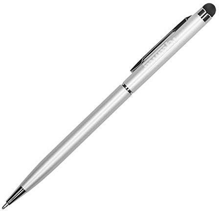mumbi Stylus Pen - Eingabestift + Kugelschreiber für iPhone, iPad, iPod, Galaxy Tab, Galaxy S3 etc. + EXTRA Ersatzmine, silber