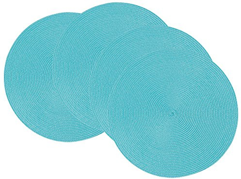 Now Designs Disko Round Placemats, Turquoise, Set of 4