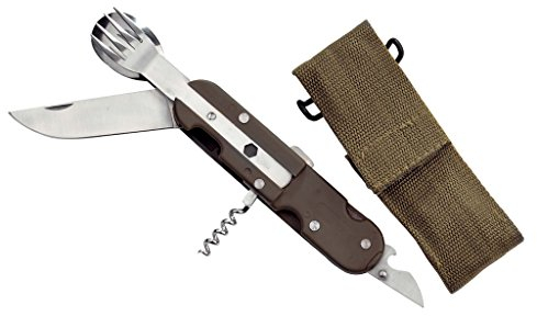 AUSONIA - ENSEMBLE DE COUVERTS POUR CAMPING EN ACIER INOX AVEC MANCHE EN PLASTIQUE 5 USAGES AVEC MANCHE