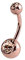 eeddoo Bauchnabel-Piercing Banane Doppelkristall Rosegold Edelstahl 8 Pfirsich