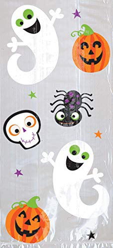 Amscan 370259 - Partytüten Halloween Trick or Treat, 20 Stück, Größe 28,2 x 12,7 x 7,3 cm, Plastik, Party, Mitgebsel