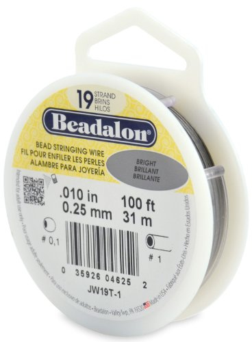 Beadalon 31 m Reel 0.25 mm Diameter 19 Strand Wire, Bright | 19 Micro-Wire Strands, Nylon-Coated, Polished Finish, Professional Grade, Multiple Sizes, DIY Jewelry Making, Made in USA