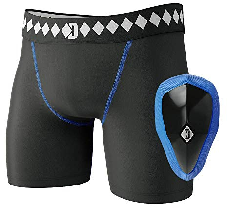 Diamond MMA Athletic Cup Tiefschutz & Kompressions-Shorts-System mit integriertem Jock-Gurt, Größe XXL, Schwarz