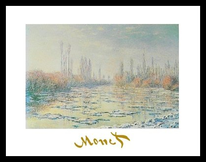 Claude Monet Das Auftauen Poster Bild Kunstdruck im Alurahmen schwarz 24x30cm