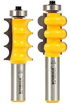 Yonico Furniture Molding and Trim Router Bits Set 2 Bit Triple Bead & Flute 1/2-Inch Shank 16260