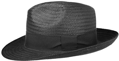 White Mountain - Sombrero de paja con cinta de lazo para el verano, color blanco o negro negro XL/60-61