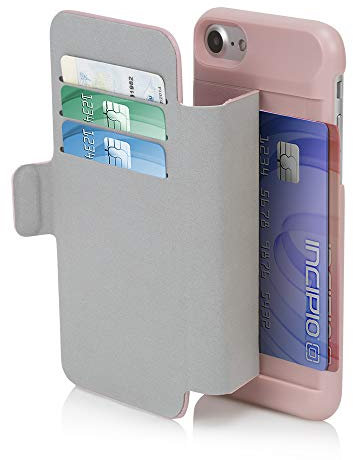 Incipio Wallet Schutzhülle im Folio-Design mit Kartenfach und Standfunktion für Apple iPhone 7 - Hellrosa