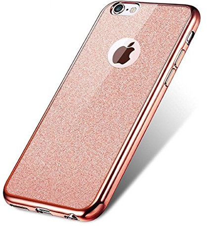 Visibee - Rose Gold iPhone 6 6s Case, Bling Glitter Detachable Ultra-Thin Electroplating Technology Soft Gel TPU Silicone Case