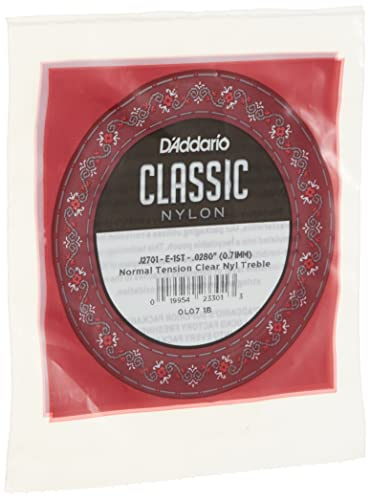 D'Addario J2701, cuerda individual de nailon para guitarra clásica, nivel principiante, tensión normal, primera cuerda