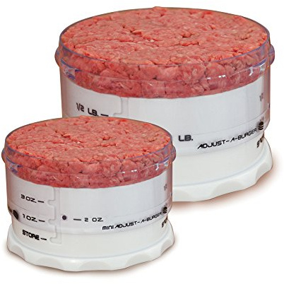 KitchenArt Adjust-A-Burger Press-Set, Kunststoff, 2-teilig, weiß