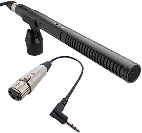 Micrófono direccional Rode NTG-2 + cable de micrófono Keepdrum MC-025XJ XLR3F – Conector angular TRS de 3,5 mm para cámaras