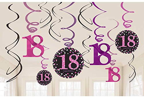 Amscan 9900581 Hängedekoration zum 18. Geburtstag, herumwirbelnd